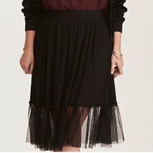Torrid NWT Black Illusion Tulle Mesh Midi Skater Skirt Sz 1 14-16